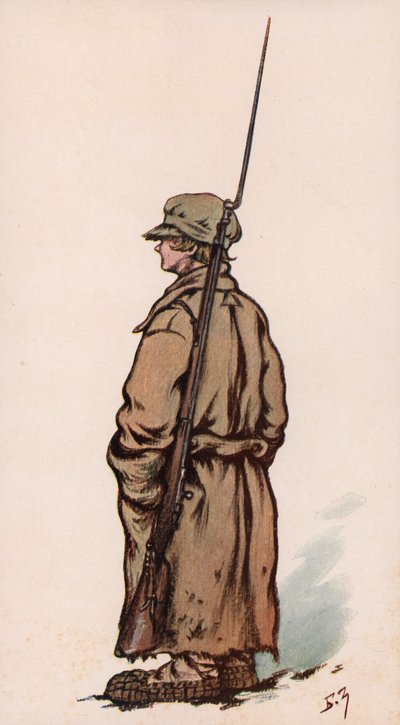 Nuori puna-armeijan sotilas, Venäjän sisällissota (väri litho) tekijältä Boris Vasilievich Zvorykin