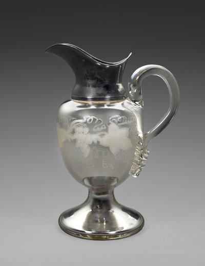 Kannu, c. 1865-1871 (hopealasi, hopealevy, korkki, paperi) tekijältä Boston Silver Glass Company