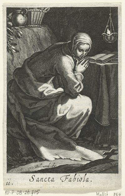 Pyhä Fabiola Roomalainen erakkona Sancta Fabiola (nimi esineessä) Eremittaria (sarjan nimi) Sacra Eremus Ascetriarum (sarjan nimi) tekijältä Boëtius Adamsz. Bolswert