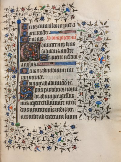 Tuntikirja Parisin käyttö: koristeltu alkukirjain, n. 1420. tekijältä Boucicaut Master