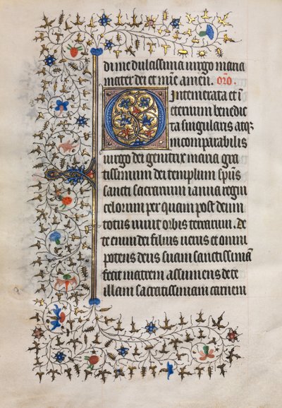 Tuntikirja Parisin käyttö: koristeltu alkukirjain, n. 1420. tekijältä Boucicaut Master