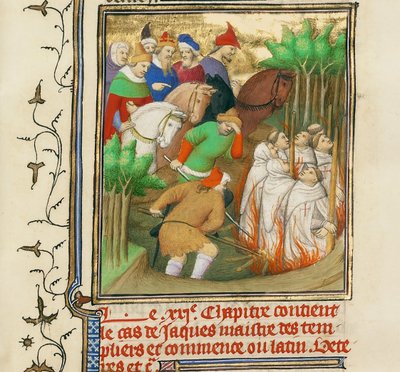 Temppeliritarit poltettiin Philip Kauniin ja hänen hovimiesten läsnäollessa, noin 1413-1415 tekijältä Boucicaut Master,