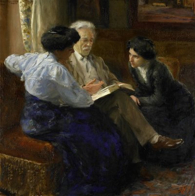Alphons Marie Antoine Joseph Grandmont (1837-1909), taiteilijan toinen aviomies, ohjaa kahta italialaista tyttöä tekijältä Bramine Hubrecht