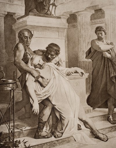 The Death of Demosthenes, esimerkki H.G. Wellsin teoksesta "The Outline of History", osa I, julkaistu vuonna 1920 tekijältä Bramtott