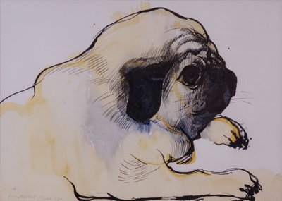 Hogarth, 1982 (kynä ja muste wc:llä paperilla) tekijältä Brenda Brin Booker