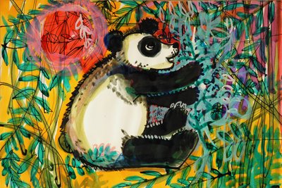 Panda (akryylijulisteväri ja värilliset musteet) tekijältä Brenda Brin Booker