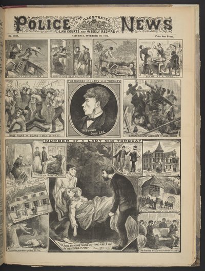 Illustrated Police News -lehden etukansi, 29. marraskuuta 1884 (litho) tekijältä British School