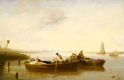 Greenwich Blackwall Reachista, noin 1830-40 (öljy kankaalle). tekijältä British School