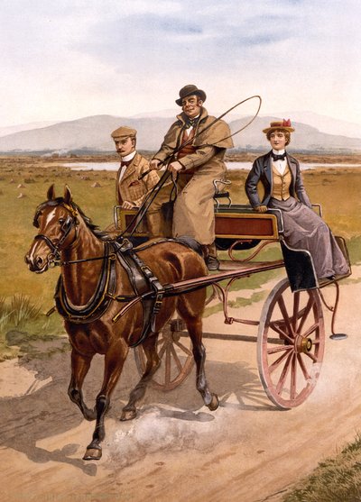 Irish Jaunting Car, n.1895 (väri litho) tekijältä British School