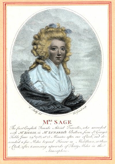 Laetitia Sage, ensimmäinen englantilainen naislentäjä, 1700-luvun loppu. tekijältä British School
