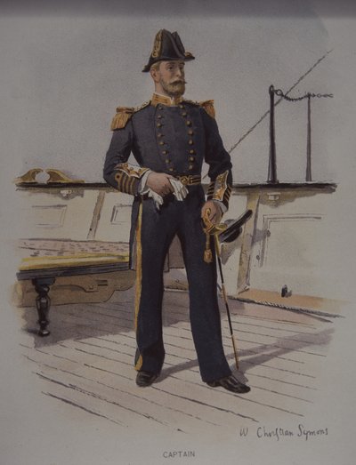 Kuninkaallisen laivaston kapteeni, 1800-luvun loppu (väri litho) tekijältä British School