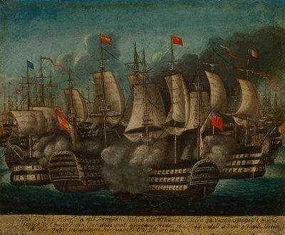 Trafalgarin taistelu 21. lokakuuta 1805", British School tekijältä British School