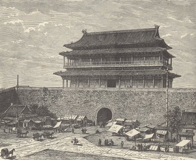Tsien Men -portti, sisäänkäynti Kiellettyyn kaupunkiin, Peking (Peking), Kiina (kaiverrus) tekijältä British School