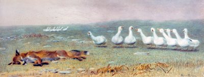 Ketun ja hanhien peli, 1868 tekijältä Briton Riviere