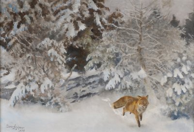 Kettu talvimaisemassa, 1938 tekijältä Bruno Andreas Liljefors
