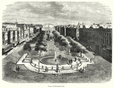 Mohammed Ali Square, Aleksandria, Egypti (litho) tekijältä Bruno Heinrich Strassberger
