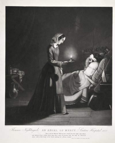 Florence Nightingale, Armon enkeli, Scutarin sairaala, kaiverrus Tomkins, 1855 tekijältä Butterworth