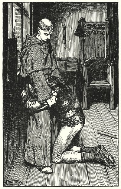 Kuvitus Charles Readen luostarille ja tulisijalle (litho) tekijältä Byam (after) Shaw