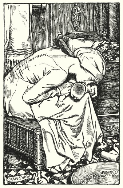 Kuvitus Charles Readen luostarille ja tulisijalle (litho) tekijältä Byam (after) Shaw