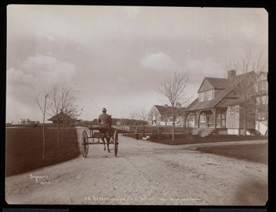 Yleiskuva taloista ja rakennuksista osoitteessa F.G. Bournen kartano Oakdalessa, Long Islandissa, New Yorkissa, 1900 (hopeagelatiiniprintti) tekijältä Byron Company