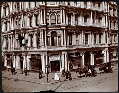 Gilsey House, Broadway ja 29th Street, New York, n. 1905 (hopeagelatiiniprintti) tekijältä Byron Company