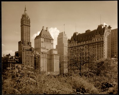 Näkymä Savoy Plaza -hotellista, 59th Street ja Fifth Avenue, New York, n. 1937 (hopeagelatiiniprintti) tekijältä Byron Company