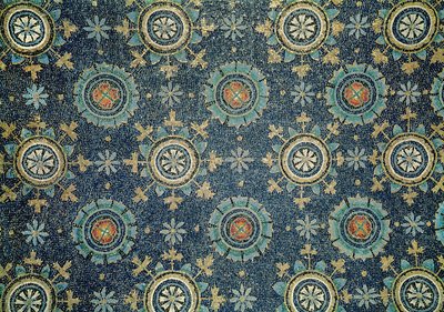 Yksityiskohta holvimosaiikin kukkakoristeesta. tekijältä Byzantine
