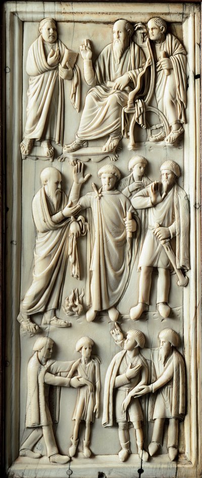 Jakso Tarsoksen pyhän Paavalin elämästä. Norsunluu diptyykki. 5. vuosisadalla. Firenze, Museo Nazionale del Bargello tekijältä Byzantine