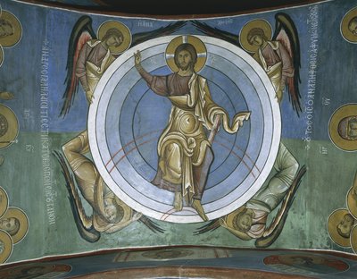 Maalauksia Jeesuksesta Kristuksesta enkelien kanssa, Panagia Too Araka, Lagoudera, Kypros tekijältä Byzantine