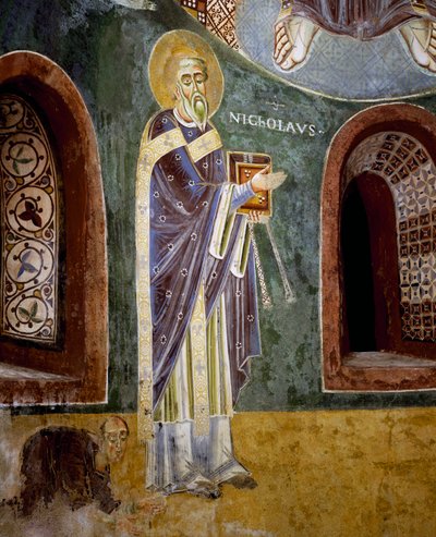 Pyhä Nikola, yksityiskohta (fresco) tekijältä Byzantine