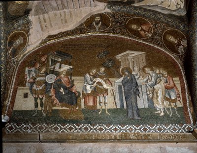 Laskenta, Maria ja Joosef ennen Herodes Suurta (Mosaiikki 1310-1320) tekijältä Byzantine