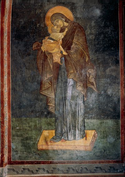 Neitsyt ja lapsi (fresko) tekijältä Byzantine Byzantine