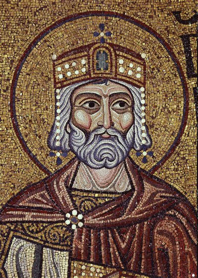 Kuningas Daavid yksityiskohta sisämosaiikeista Pyhän Markuksen basilikassa, 1100-luku tekijältä Byzantine Byzantine