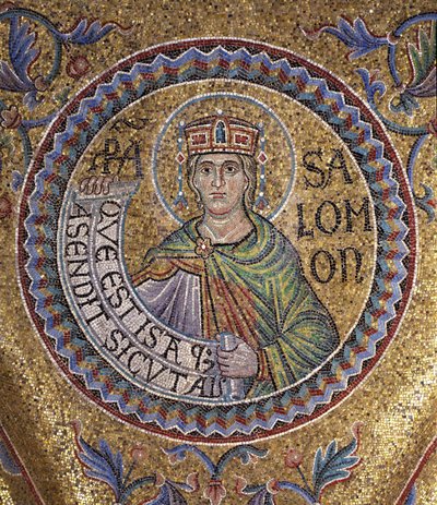 Kuningas Salomon yksityiskohta sisämosaiikeista Pyhän Markuksen basilikassa, 1200-luku tekijältä Byzantine Byzantine