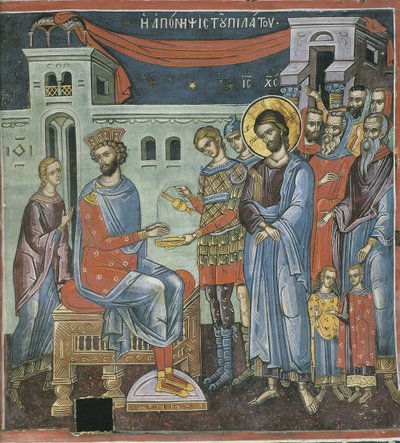 Pilatus pesee kätensä, 1500-luku tekijältä Byzantine Byzantine