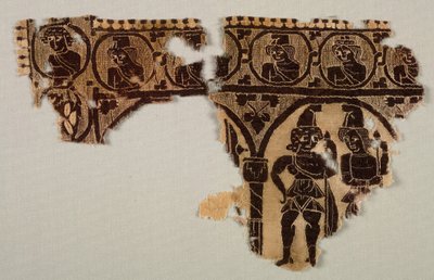 Tunikan kaulakoriste, 400-luku (kuvakudos kudos lisäkudekääreellä, värjäämätön pellava ja värjätty villa) tekijältä Byzantine Period Egyptian