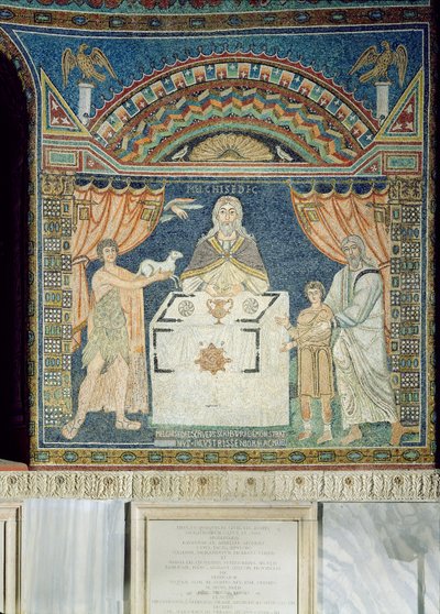 Abraham, Iisak ja Melkisedek (mosaiikki) tekijältä Byzantine School