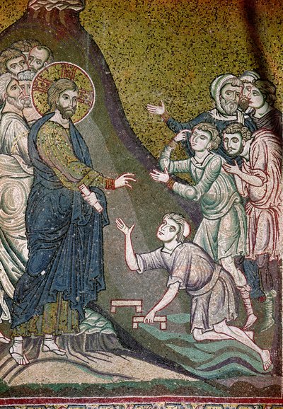 Jeesus parantaa ramman ja sokean (mosaiikki) tekijältä Byzantine School