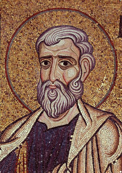 Profeetta Haggai. Bysanttilaisen mestarin työ, mosaiikki, yksityiskohta Venetsian Pyhän Markuksen basilikan koristeesta (Italia) tekijältä Byzantine School