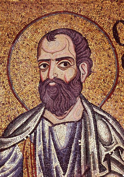 Profeetta Malakia (5. vuosisadalla eKr.). Bysanttilaisen mestarin työ, mosaiikki, yksityiskohta Venetsian Pyhän Markuksen basilikan koristeesta (Italia) tekijältä Byzantine School