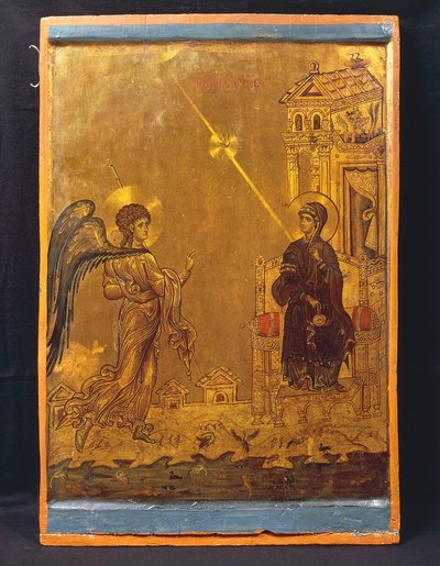 Anunciation (tempera paneelissa) tekijältä Byzantine School