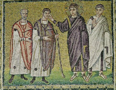 Kahden sokean parantuminen Jerikosta, kohtauksia Kristuksen elämästä (mosaiikki) tekijältä Byzantine School