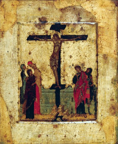 Ristiinnaulitseminen, 1300-luvun loppu. tekijältä Byzantine icon.