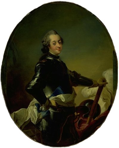 Frederik V:n muotokuva panssarissa tekijältä C.G. Pilo