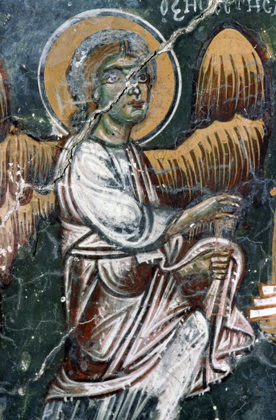 Enkeli, yksityiskohta Agios Georgioksen kirkon maalatusta holvista, Mourne, Kreeta, Kreikka (kuva) tekijältä J.B. and Brown J. Rowbotham