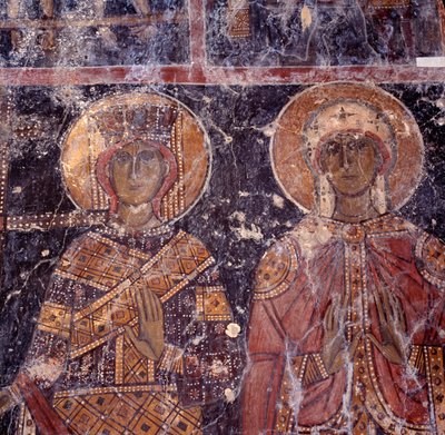 Fresko bysanttilaisessa Agios Nikolaoksen kirkossa, Mazassa, Kreetalla, Kreikassa tekijältä J.B. and Brown J. Rowbotham