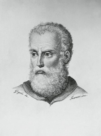 Italialaisen kirjailijan ja runoilijan Annibale Caron (1507-1566) muotokuva, Ado Fioronin (toim. 1812-1833) kaiverrus Giovanni Battista Gigolan (1767-1841) piirroksen mukaan. tekijältä J.B. and Brown J. Rowbotham