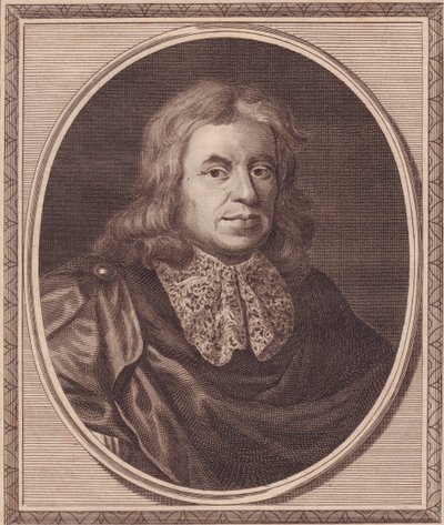Englannin lääkärin Thomas Sydenhamin (1624-1689) muotokuva, John Goldarin (1729-1795) kuparikaiverrus P Lelyn maalauksesta tekijältä J.B. and Brown J. Rowbotham