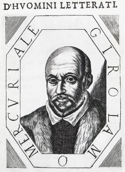 Girolamo Mercurialen (1530-1606), italialaisen lääkärin ja filosofin muotokuva, mustepiirustus tekijältä J.B. and Brown J. Rowbotham