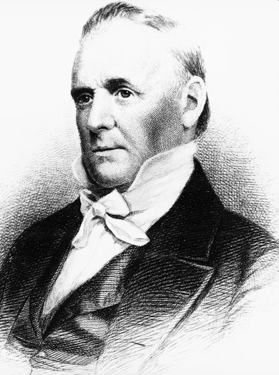Muotokuva James Buchananista (1791-1868), yhdysvaltalainen lakimies, diplomaatti ja poliitikko, joka toimi Yhdysvaltain 15. presidenttinä vuosina 1857-1861, kaiverrus tekijältä J.B. and Brown J. Rowbotham